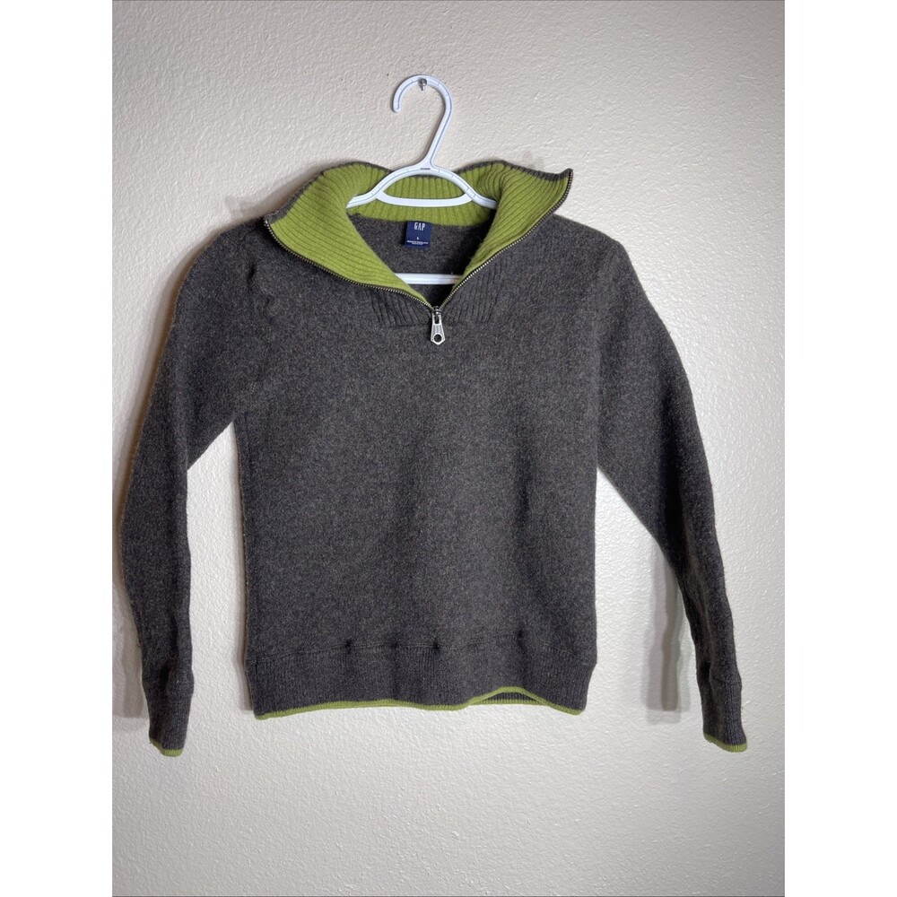 Y2K Gap boys L sweater brown  Lambs Wool  tight heavy Knit Henley high neck
